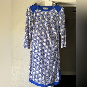 Blue and white work dress